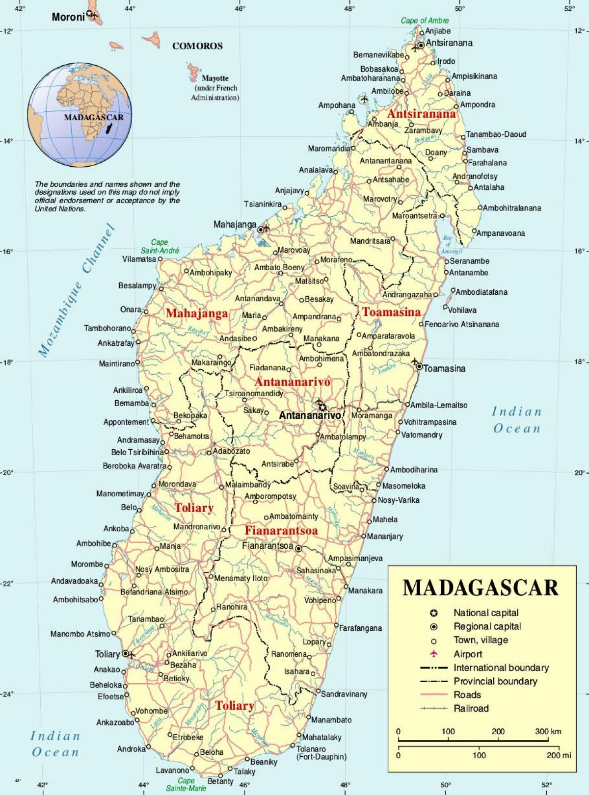 Madagascar peta dengan kota