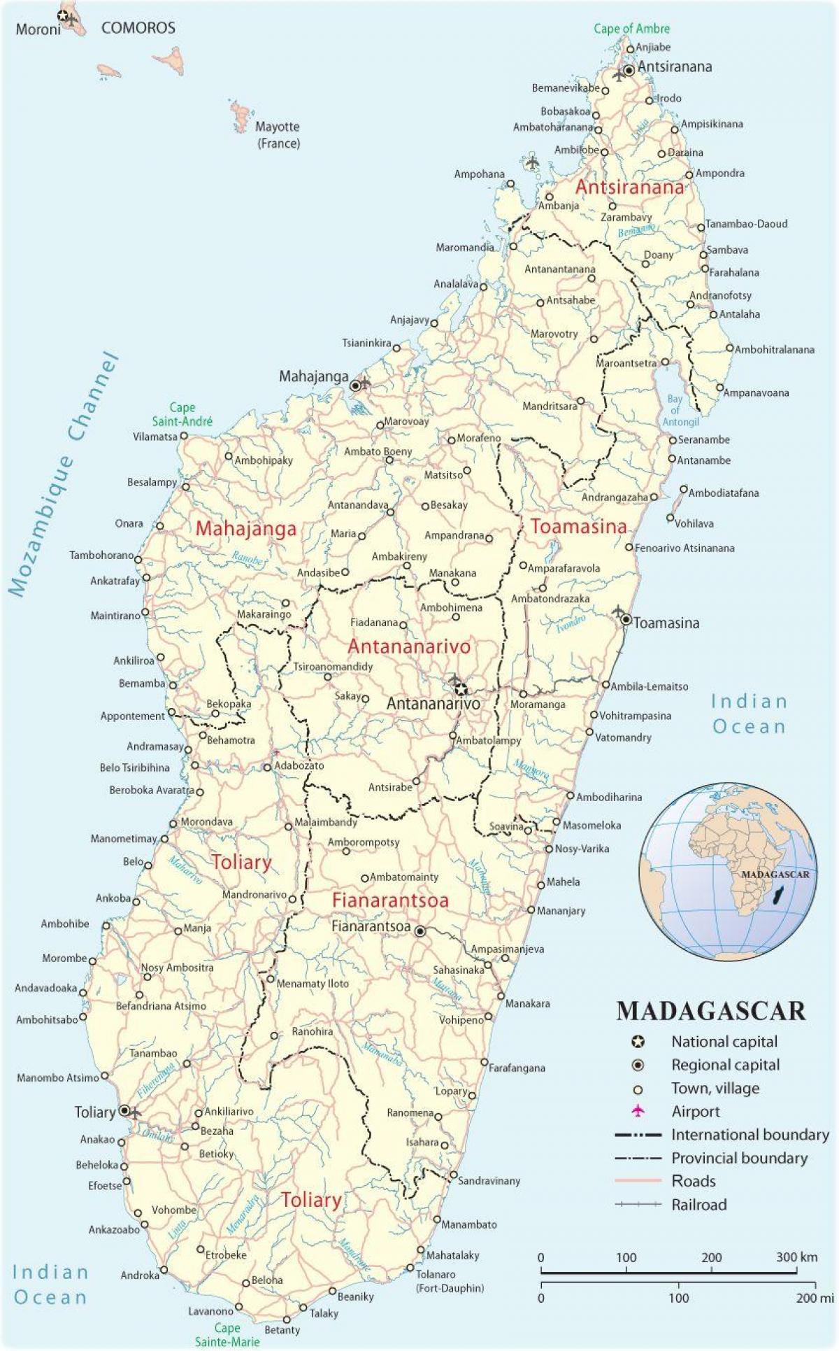 peta dari Madagascar lapangan terbang