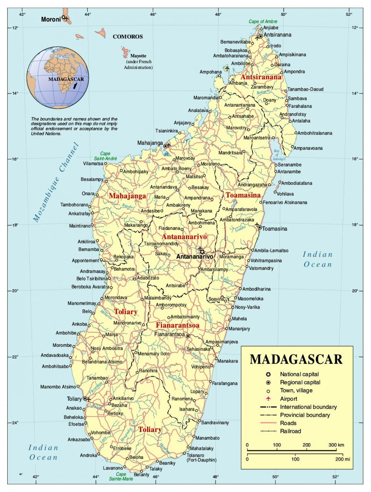 peta dari Madagascar jalan