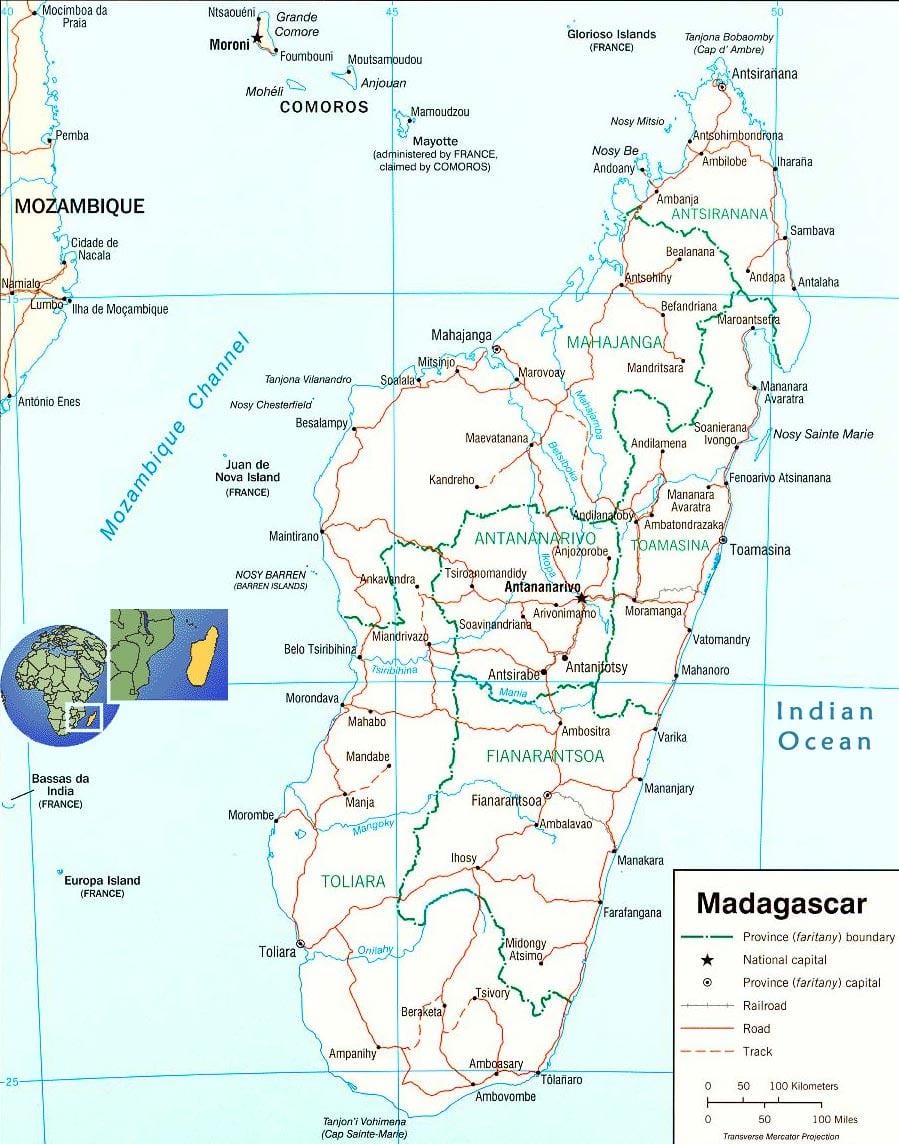 peta dari Madagascar sungai