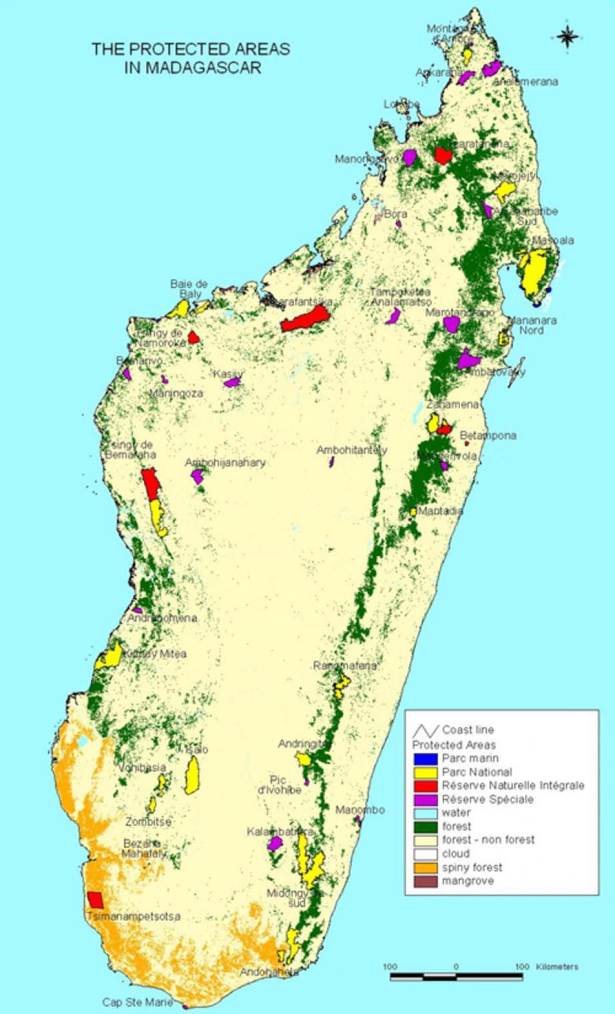 peta dari Madagascar taman nasional