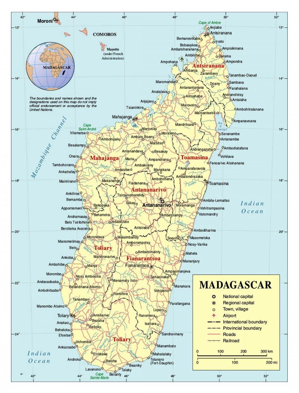 terperinci peta dari Madagascar
